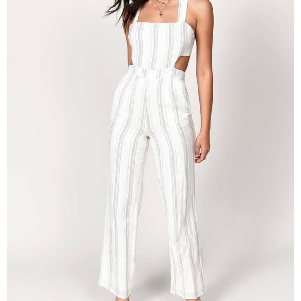 Tobi Eileen multi white jumpsuit cut out tie back